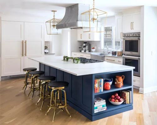 Navy island kitchen · Craft-Maid cabinetry
