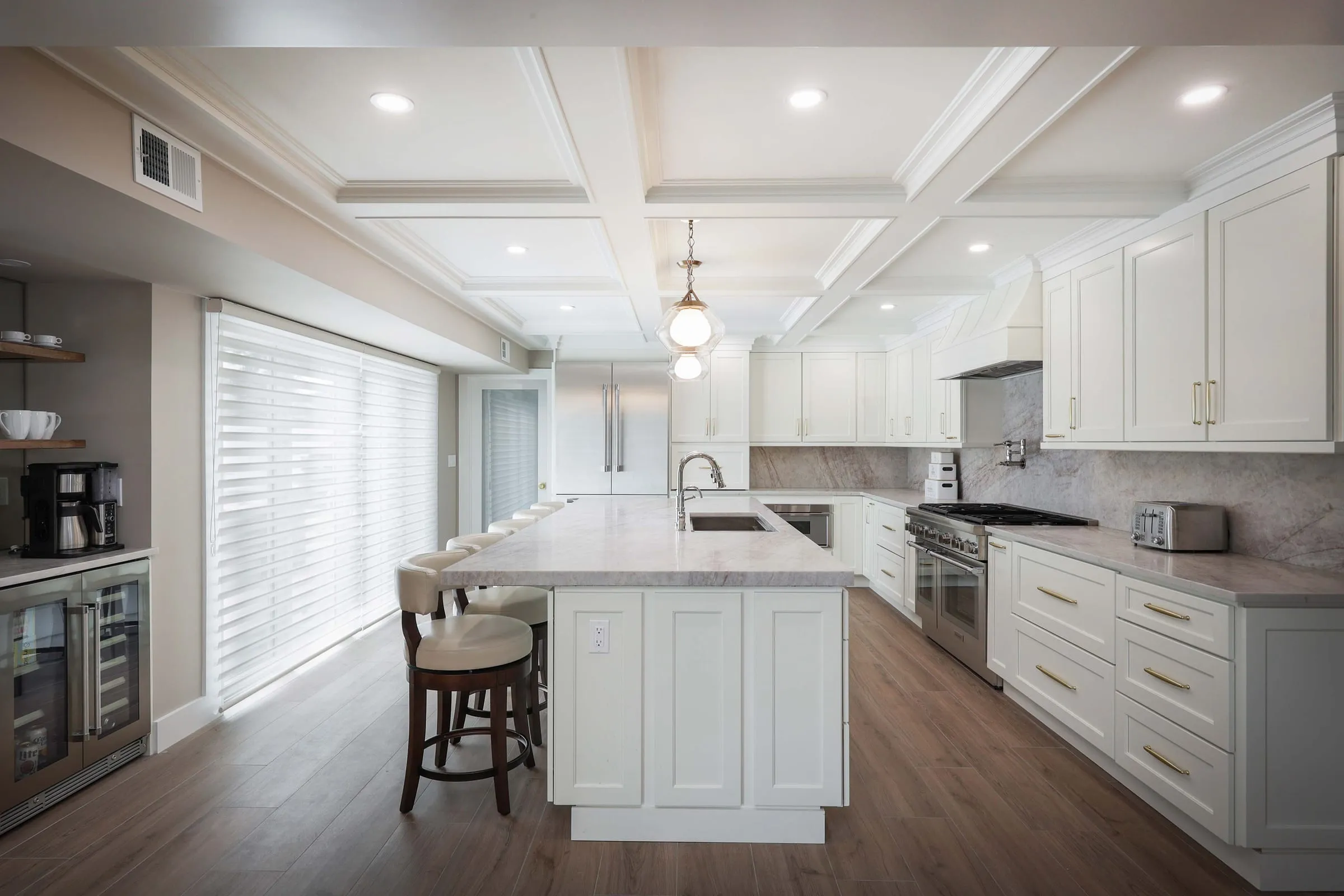 A finished kitchen seen from the dining room