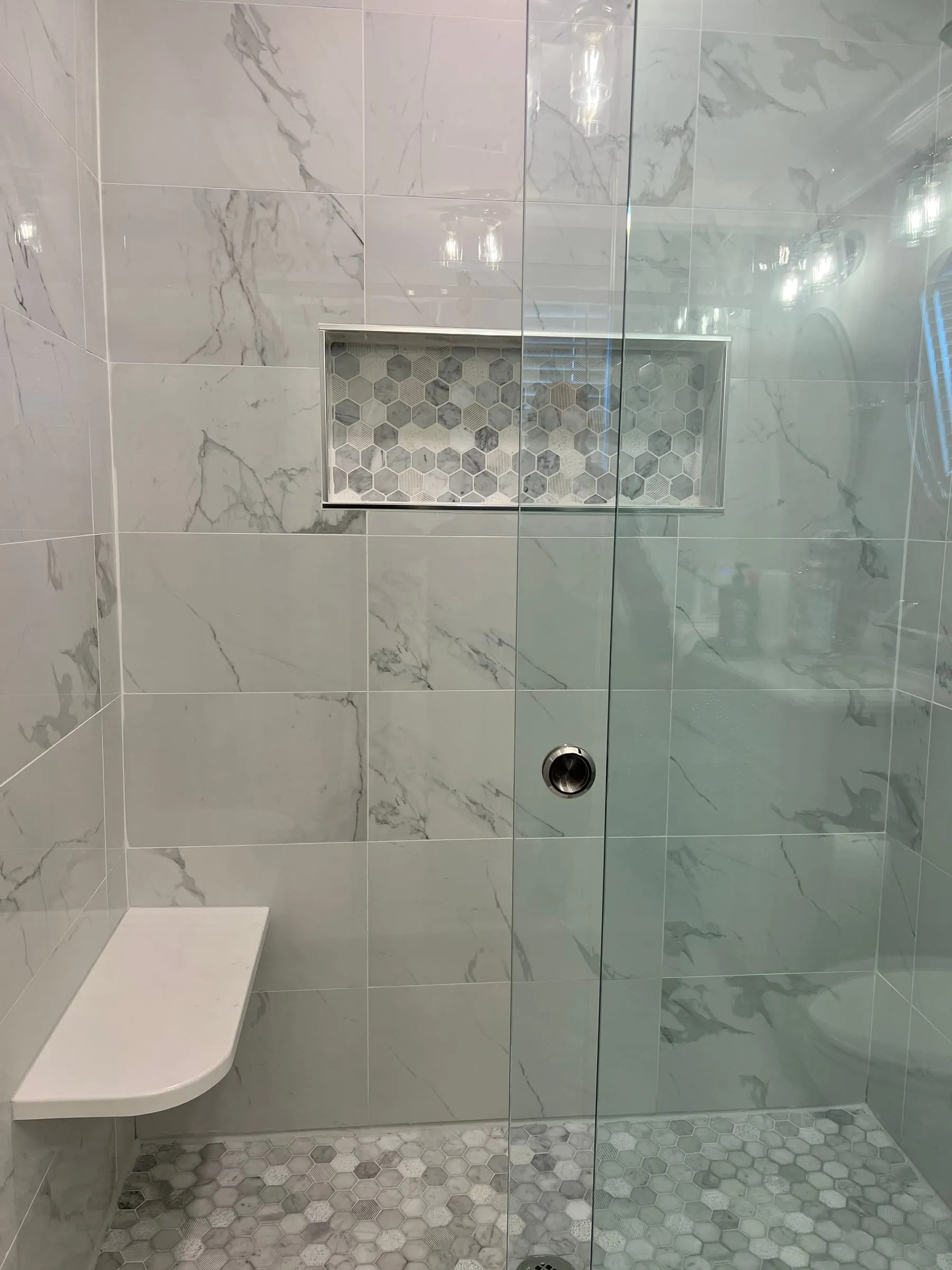 Shower niche sized to what actually gets used