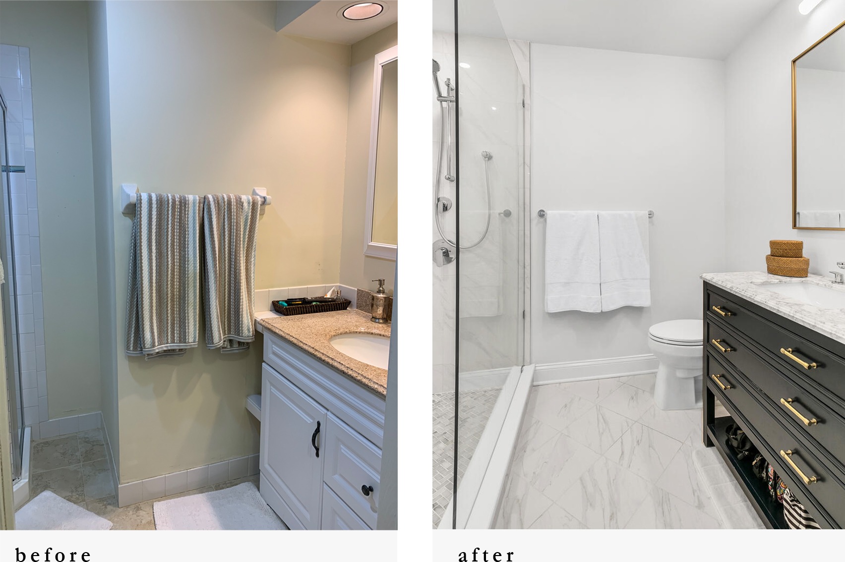 Bathroom, before and after