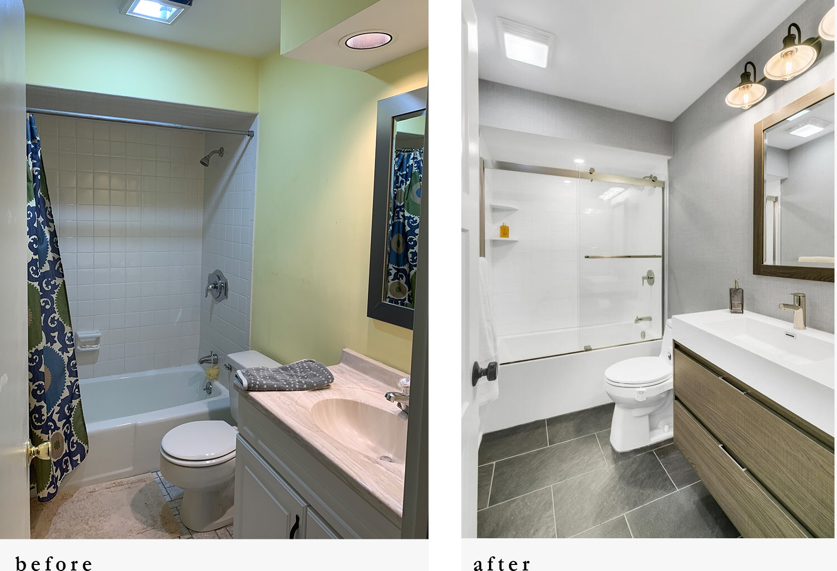 Bathroom, before and after
